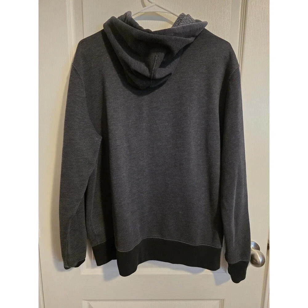 J.CREW Authentic Fleece Full Zip Hoodie Dark Gray w/contrast black trim Mens L